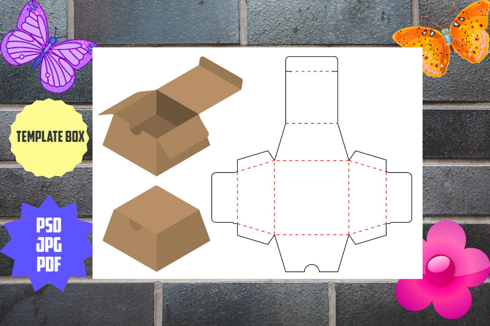 Printable template of package for gifts presents and items | Etsy