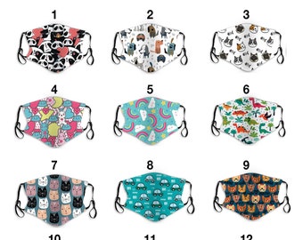 Masque pour enfant, Masque pour enfant, Masque pour tout-petit, Arcs-en-ciel, Licorne, Chats, Chiens, Ours