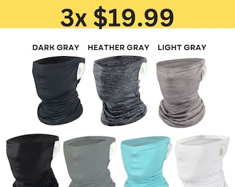 3 pack Ear Loop Neck Gaiter Face Cover Scarf Ice Silk Balaclava for Men & Women Pick your color