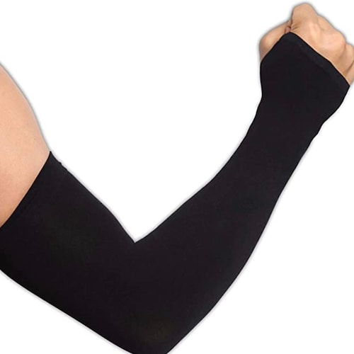 Black Long Fingerless Gloves Uv Cooling Black Compression Etsy Ireland