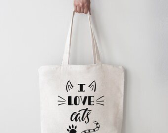 Cat Tote Bag Cat Lover Git Cute Tote Bag Cat Gifts Cat Owner Gift Canvas Tote Bag Aesthetic Cat Mom Cat Lover