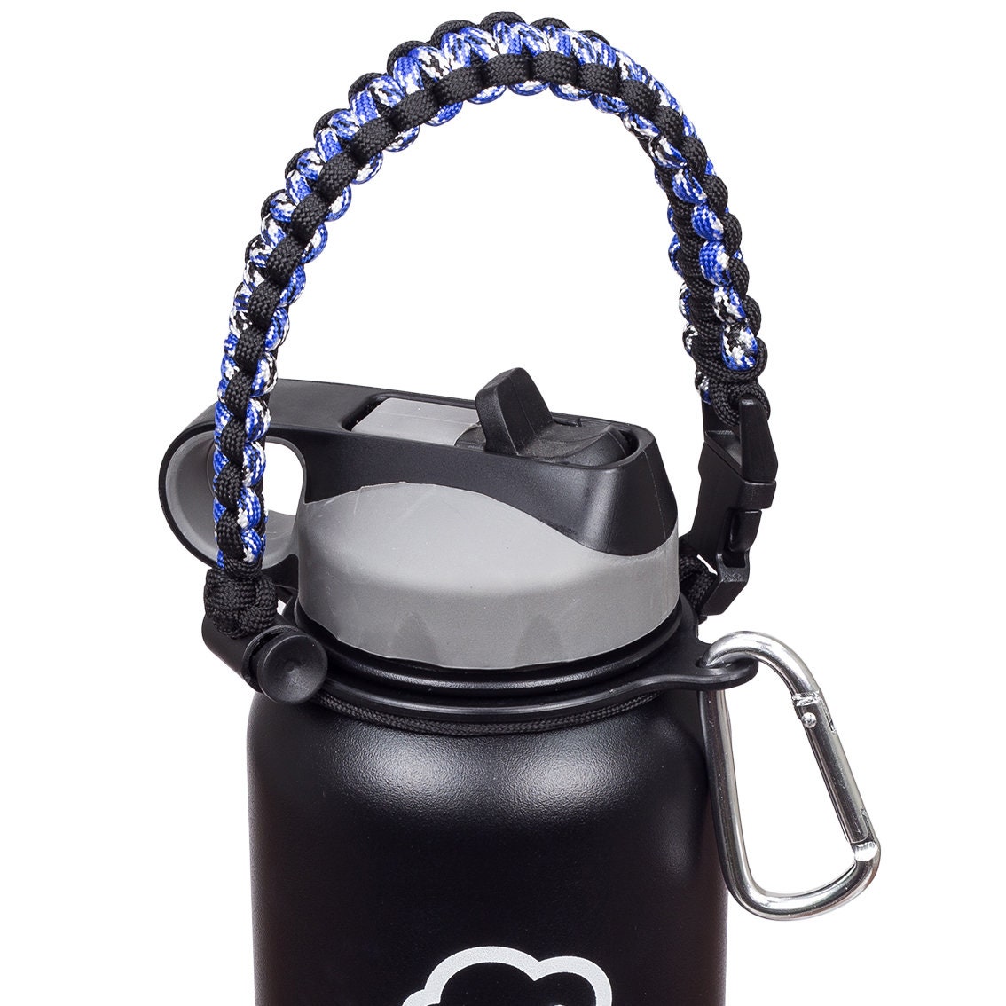 Paracord Handle For Hydro Flask Water Bottle Survival With Safety Ring  Carabiner Compass Fits Wide Mouth