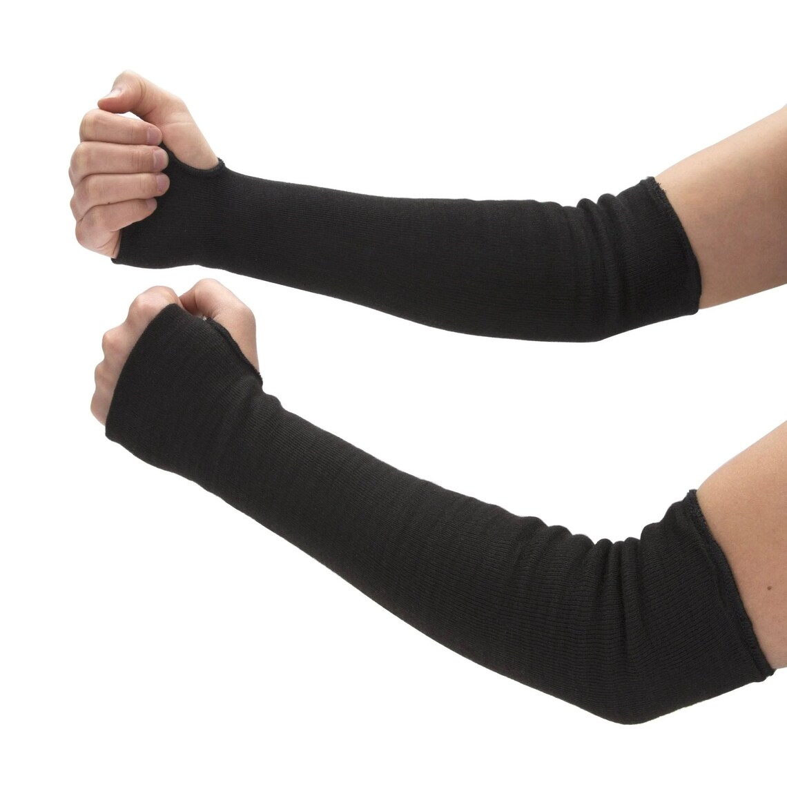 Long Fingerless Gloves UV Cooling Black Compression Arm Etsy
