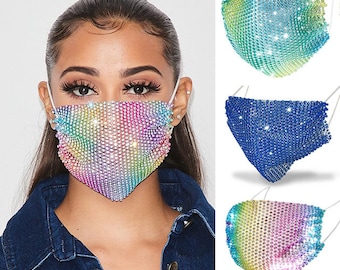 3 Sparkle Face Mask  |  Rhinestone Sparkly Glam Face Mask |  Bling Diamond Cute Face Mask |  Fashion Mask