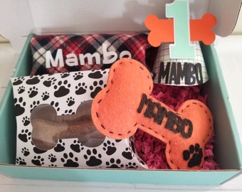 New puppy gift box personalized | custom dog birthday basket