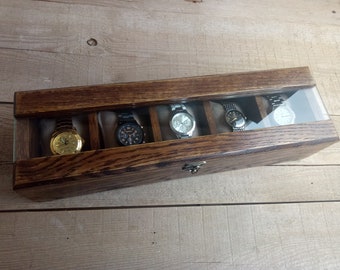 Watch Box, Watch Case, Wood Watch Box, Watch Box for Men,  Personalized Gift, Watch Box for 5 Watches, Men's Watch Box,