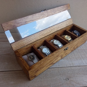 Horlogedoos, horlogekast, houten horlogedoos, horlogedoos voor mannen, gepersonaliseerd cadeau, horlogedoos voor 5 horloges, herenhorlogedoos,