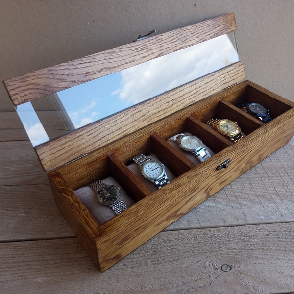 Watch Box, Watch Case, Wood Watch Box, Watch Box for Men,  Personalized Gift, Watch Box for 5 Watches, Men's Watch Box,