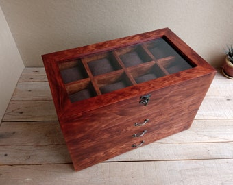 Men's Valet, Watch Case, Valet Box, Watch Box for Men, Boyfriend Gift -Men's Valet Box for 8 watches with Drawer , Men's Watch Box,
