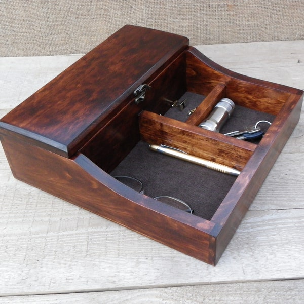 watch box, wooden organizer,  wood  dock, watch holden, dresser caddy,wood walet, office organizen, wood caddy, gift to father