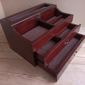 Men&#39;s Valet, Watch Case, Valet Box, Watch Box for Men, Boyfriend Gift -Men&#39;s Valet Box for 5 watches with Drawer , Men&#39;s Watch Box,