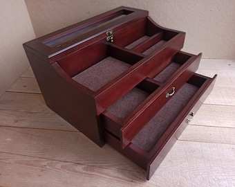 Estuche para relojes de hombre, estuche para relojes, caja para relojes, caja para relojes para hombre, regalo para novio - Caja para relojes de hombre con cajón para 5 relojes, caja para relojes de hombre,