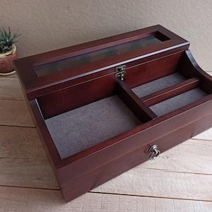 Men&#39;s Valet, Watch Case, Valet Box, Watch Box for Men, Boyfriend Gift -Men&#39;s Valet Box for 5 watches with Drawer , Men&#39;s Watch Box,