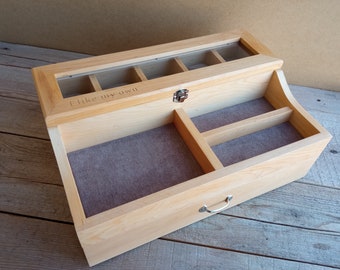 Valet para hombre, caja de reloj, caja de valet, caja de reloj para hombre, regalo de novio -Caja de valet para hombre para 5 relojes con cajón, caja de reloj para hombre,