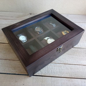 Boîte à montres, Boîte à montres à 6 compartiments, Cadeaux pour homme, Organiseur de montres, Boîte à montres, Boîte à montres en bois, Boîte à montres pour homme, Boîte à montres pour 6 montres,