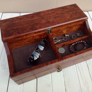 Men&#39;s Valet, Watch Case, Valet Box, Watch Box for Men, Boyfriend Gift -Men&#39;s Valet Box for 5 watches with Drawer , Men&#39;s Watch Box,