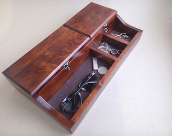 watch box, wooden organizer, wood dock, watch holden, dresser caddy,wood walet, office organizen, wood caddy, gift to father