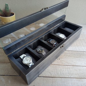 Watch Box, Watch Case, Wood Watch Box, Watch Box for Men,  Personalized Gift, Watch Box for 5 Watches, Men&#39;s Watch Box,