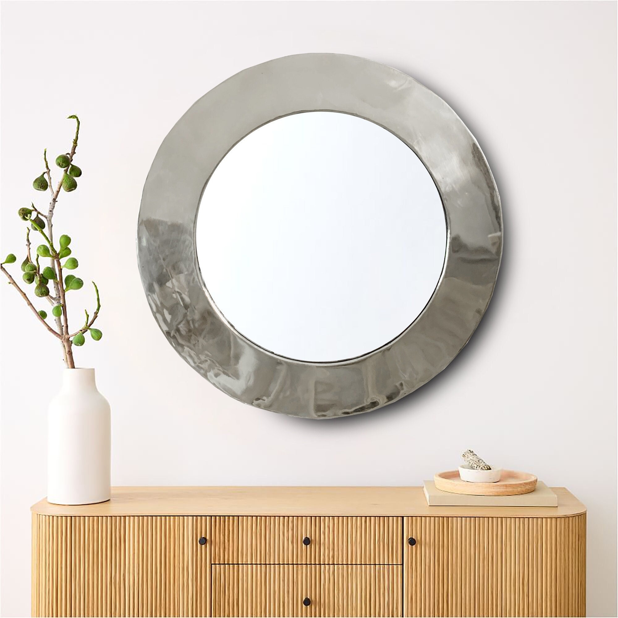 Moon Mirror Silver Round Bathroom Mirrors Circle Wall Mirrors 30