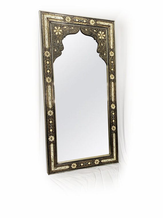 Großer Spiegel, großer Spiegel, Bodenspiegel, marokkanischer Spiegel,  Wandspiegel Dekor, handgemachter Spiegel, Handgravur, Vintage Spiegel,  Cheval Spiegel - .de