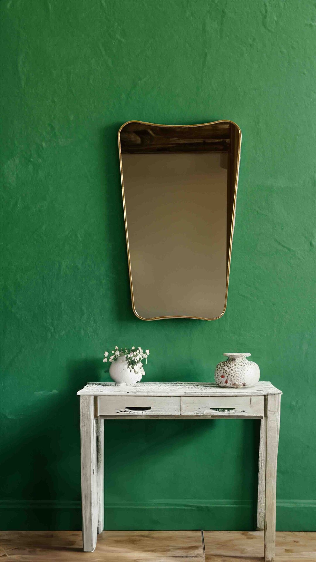 Italian Curved Antiqued Brass Mirror Butterfly Irregular Mirror, Gold Mirror, Bronze Bathroom