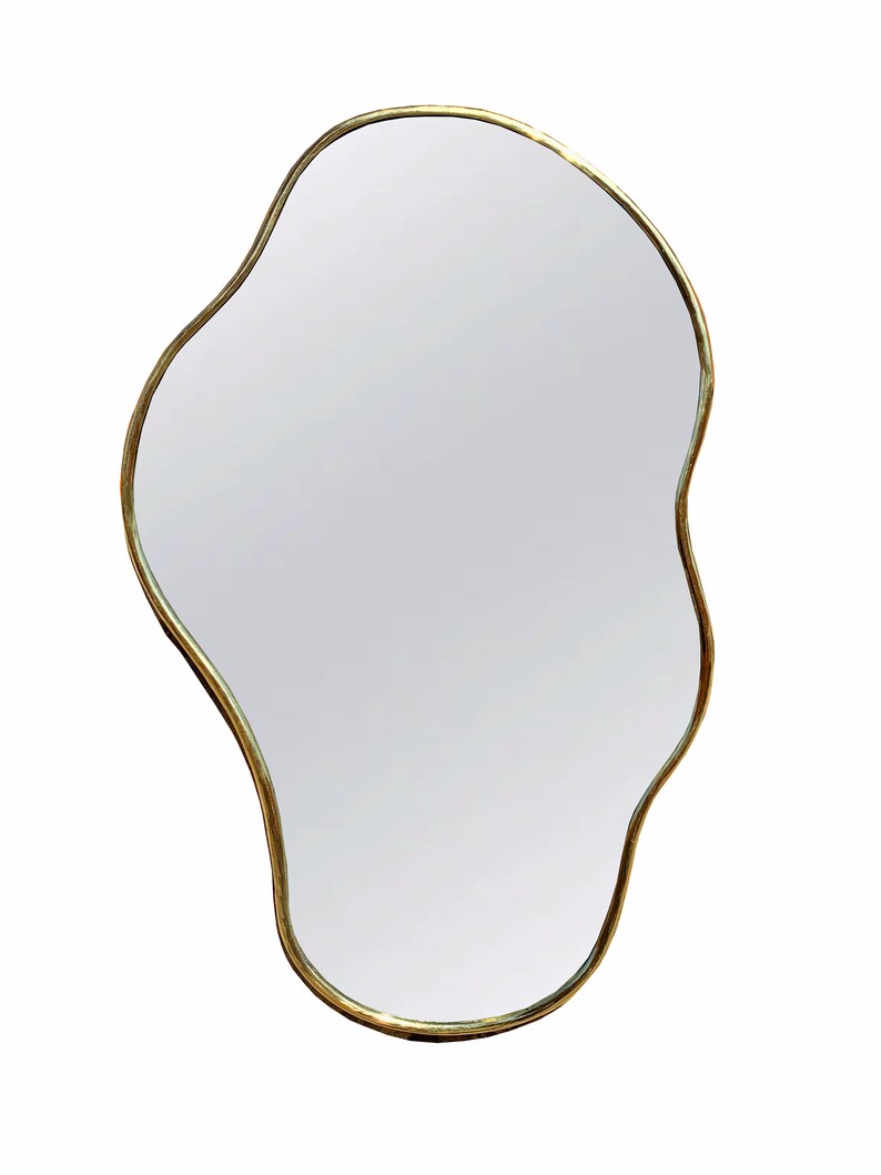 Asymmetrical Mirror Irregular Mirror Home Decor Brass Etsy