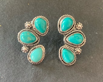 Royston Turquoise Half-Cluster Earrings