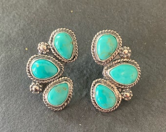 Royston Turquoise Half-Cluster Earrings