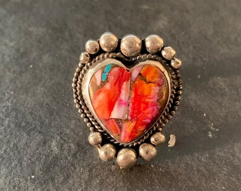 Orange Dahlia Heart Ring