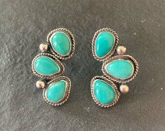 Royston Turquoise Half-Cluster Earrings