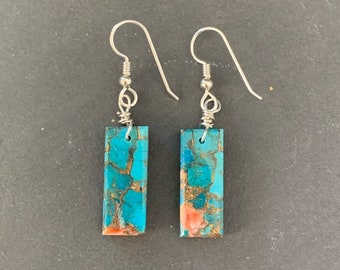 Spiny Oyster + Kingman Turquoise Slab Earrings