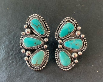 Carico Lake Turquoise Half-Cluster Earrings