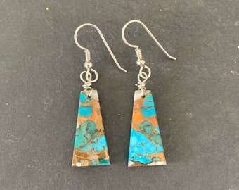 Spiny Oyster + Kingman Turquoise Slab Earrings