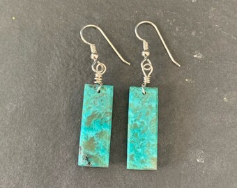 Kingman Block Turquoise Slab Earrings