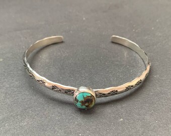 Blue Moon Turquoise Stamped Stacking Cuff