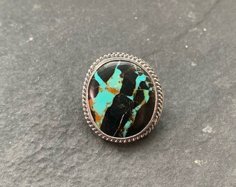 Blackjack Turquoise Cowboy Hat Brooch Pin