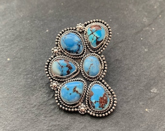 Golden Hill Turquoise Cowboy Hat Brooch Pin