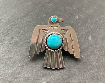 Kingman Turquoise Cowboy Hat Brooch Pin