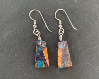 Orange Dahlia Slab Earrings