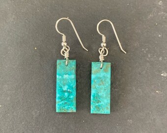 Kingman Block Turquoise Slab Earrings