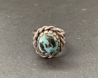 Native American Sterling Silver Lone Mountain Turquoise Southwestern Ring