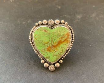 Gaspeite Heart Ring