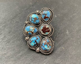 Golden Hill Turquoise Cowboy Hat Brooch Pin