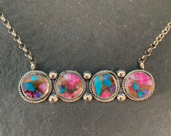 Pink Dahlia Bar Necklace