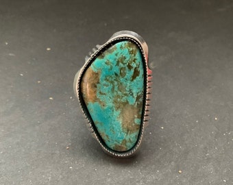 Native American Sterling Silver Sierra Nevada Turquoise Southwestern Statement Ring, Holiday, Gift