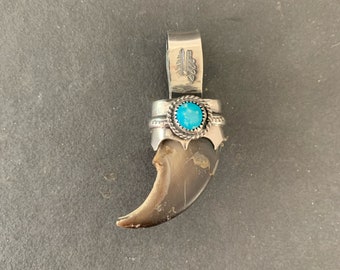 Sierra Bella Turquoise and Black Bear Claw Pendant