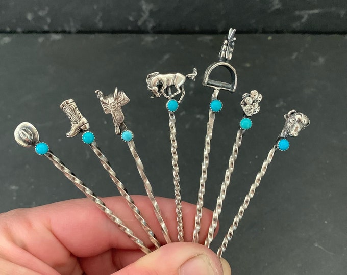 Native American Sterling Silver Kingman Turquoise Southwestern Cowboy