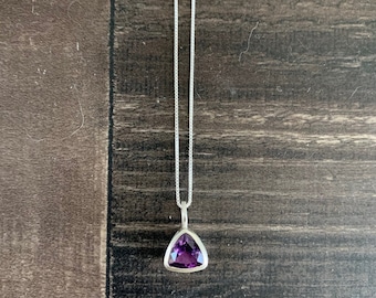 Amethyst teardrop necklace Birthstone Necklace Amethyst Lotus Necklace Amethyst Necklace Lotus Charm Necklace