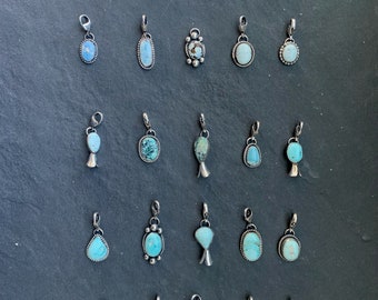 Native American Sterling Silver Turquoise Southwestern Charms and Charm Bracelets, Southwestern, Gift