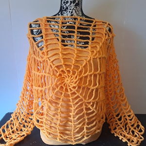 Gehäkeltes Orange Spinnennetz Top